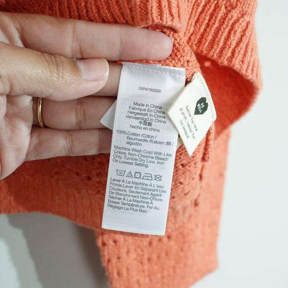 Madewell Comfy Cozy Soft Oversized Orange Open Stitch Cardigan Sweater- L - Picture 5 of 10